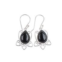 Rare Black Onyx  Gemstone 925 Sterling Silver Artisan Jewelry Earrings For Girls EE-40-19