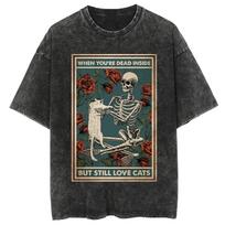 Gotikiniai marškinėliai Y2k Vintage skalauti marškinėliai Juokingi Piktadarys Streetwear Medvilniniai trumpomis rankovėmis drabužiai Gotikinis spausdintas T-shirt S