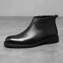 Vyriški Batai Aukštos kokybės Odiniai Batai Pliušiniai Šilti Žieminiai Batai Vyrams Šoniniu Užtrauktuku Auliukiniai Batai Verslo Laisvalaikio Suknelės Batai Botas2024 38 juoda