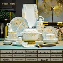 Abay 60-Piece Begonia Fairy Bone China Dinnerware Set