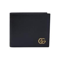 Gucci Marmont logotipas, trumpa, sulankstoma odinė piniginė vyrams, juoda Gift set (basic set + original box) juoda