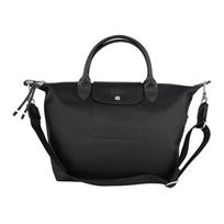 Longchamp Le Pliage Energy 32 Sulankstoma koldūno formos rankinė per petį Daugkartinio naudojimo drobės krepšys Vidutinio dydžio Moteriškos rankinės Juoda 1515HSR001 New Version-Detachable Strap,Black
