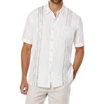 Vyriški Kubietiški Guayabera Marškiniai Lino Mišinio Trumpomis Rankovėmis Siuvinėjimo Atsitiktinis Viršus S balta