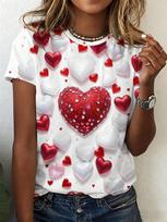 Summer Fashion Leopard Heart 3D Print T-Shirts Women's Round Neck Short Sleeve T Shirt Tees Harajuku Y2K Tops Female Clothing 2XL white