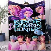 K Pop Demon Hunters Throw Blanket Hot Anime Flannel Blanket Fan Gift for Home Travel Camping Office Bedding Living Room Decor 75x90cm