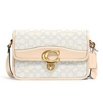 COACH Studio Cow Leather Crossbody Bag, Shoulder Bag Regular Womens Ivory Monogram Basic Set (Bag + Dustproof Bag) balta