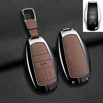 Metal+Leather Car Key Cover Shell Fob For Bentley Bentayga - 2Ahmv-Yk1 Car Key Case Cover For Bentley Keyring Accessorie black