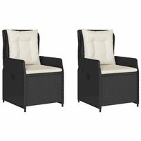 Garden Chair Set 2 Pieces Adjustable Black Poly Rattan