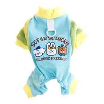 DYS Color Block Dog Jumpsuit, Cute Cartoon Animal Prints, Four-Legged Pet Clothes, Cozy Puppy Onesie Clothes for Small Dogs S mėlyna