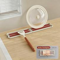 Folding Pot Lid Storage Mat Non-Slip Soft Rubber Cutting Board Mat Heat Insulation Hanging Spatula Storage Mat Counter Top raudona