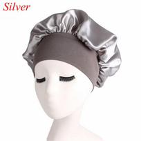 Fashion Stretch Bonnet Hair Loss Chemo Night Sleep Hat Elastic Head Wraps Wide Band Satin Cap sidabras