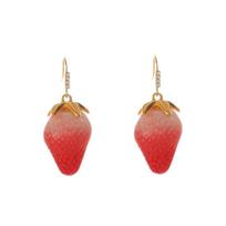 Pinkdudu Strawberry Crystal Pendant Drop Earrings Dopamine Sweet Minimalist Design High-End Fashion Stud Dangles for Women PD2521 raudona