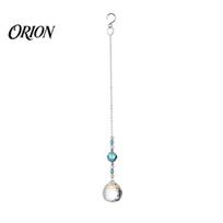 Solar LED Garden Decoration Crystal Ball Suncatcher, Powered with Light, Colorful Rainbow Waterproof Outdoor Lantern Prism Pendant, Window Hanging ežero mėlyna spalva