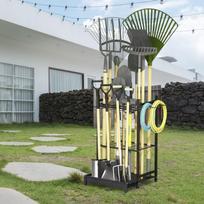 Yard Tool Tower Rack Space Saving Heavy Duty Garden Tool Organizer Storage Holder for Rakes Lawn Workshop Farming Tool Indoor