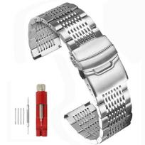 Bright Steel Strap 20mm 22mm 24mm Stainless Steel Watchband for Seiko Metal Bracelet Watch Band Dive Buckle Strap Silver Black 18mm sidabras