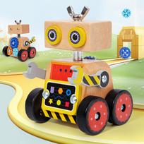 Montessori medinis mažas automobilis surinkimo robotas žaislas varžtas užimtas dėlionės žaidimas vaikams ankstyvojo ugdymo rankų smegenų jutimo organų žaislai dovanos