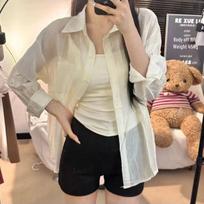 Women's Tencel Crepe Sun Protection Cardigan - Summer 2025 Lightweight, Loose, Slightly Sheer Jacket Top Large (for 120-140 jin)