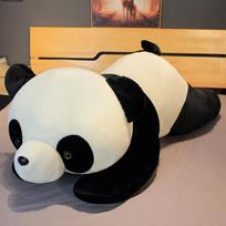 Cute black and white national treasure giant panda doll plush toy lying down panda throw pillow doll rag doll birthday gift 60cm（0.6kg）