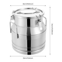 20L Stainless Steel Milk Can 5.28 Gallon Milk Bucket with Sealed Metal Lid,Large Capacity Beverage Wine Storage&Transport Bucket sidabras
