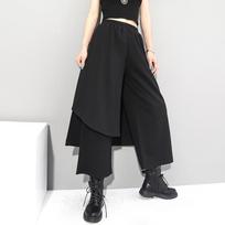 Spring/Autumn Women's Wide Leg Pants Loose Trousers with Elastic Waist Casual Fashion Pants Unregular Skirt Pants L juoda