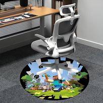 Minecraft veikėjo kėdės kilimėlis Apvalus kilimas-Biuro kilimas, Skalbiamas mašinoje, Neslystantis, Tinka svetainėms, Miegamiesiems 80cm