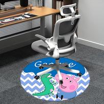 Peppa Pig Džordžas Dinzauras Kėdės kilimėlis Apvalus kilimas - Biuro kilimas, Skalbiamas mašinoje, Neslystantis, Tinka svetainėms, Miegamiesiems 80cm