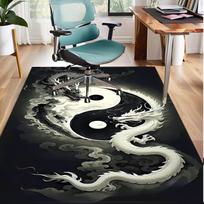 Yin Yang Drakono Kilimas Namų Dekoro - Unikalus Meninis Dizainas, Modernūs Svetainės Kilimai su Kinų Simbolika 50cm x 80cm gray