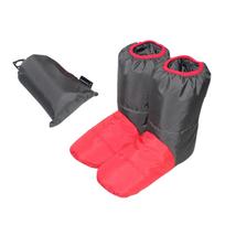 Down Booties Winter Anti Skid Breathable Foot Warmer Cover Slippers for Camping Men Women Bed Sleeping Bag Accessories Snowboard raudona