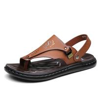 Men's Leather Thong Sandals Comfort Massage Insole Casual Flip Flops Slippers 38 ruda