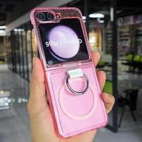 Glitter for Magsafe Ring Holder Case for Samsung Galaxy Z Flip 7 6 5 4 3 flip7 ZFlip Magnetic Bling Transparent Shockproof Cover Galaxy Z Flip7 FE
