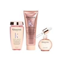 Kerastase Wild Rose Oil Blizgus šampūnas, kondicionierius ir eterinis aliejus plovimo ir priežiūros rinkinys, švarūs ir glotnūs 45ml+250ml+250ml ruda