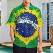 Madingi vyriški vasariniai havajietiški marškiniai Brazilijos vėliava 3D spausdinimo marškiniai trumpomis rankovėmis atsitiktiniai marškiniai paplūdimiui atostogų palaidinė vyriški drabužiai S