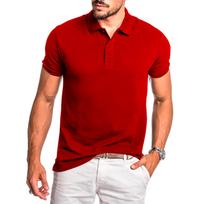 Men's Classic Fit Short Sleeve Polo Shirt Premium Cotton Casual Collared Tee for Everyday Wear XXL raudona