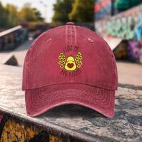I Love My Avo Kiddos Avocado Graphic Washed Baseball Cap Casual Adjustable Cotton Hat One Size raudona