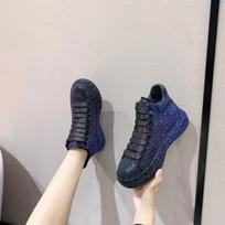 Standing full of diamonds, high-top women's tide, high-temperature hot diamonds, thick-bottomed starry sky, gradual change of color, versatile muffin, 35 gradiento juoda spalva