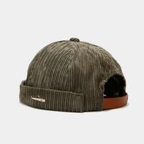 Trendy Retro Docker Cap Solid Color Adjustable Brimless Hat Skullcap Corduroy Hip Hop Landlord Hat Unisex gray