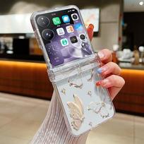 For Xiaomi Mix Flip 5G Clear Phone Case Retro Butterfly Pattern Transparent Shockproof Folding Hard Back Cover For Mi Mix Flip Xiaomi Mix Flip