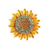 Putojantis saulėgrąžų sagės aprangos dekoras Kalnų krištolo gėlių segtukas Realistiškas nerūdijantis saulėgrąžų gėlių segtukas Sunflower