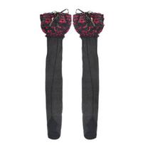 Sexy Wide Lace Silicone Bandage Thigh High Stockings Over-the-knee Long Socks black