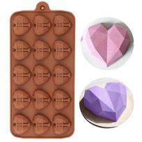 15 ertmių mini šokolado formos silikoninės saldainių formos, guminės želė formos pink
