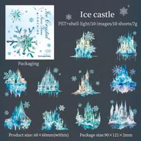 10 pcs Ice and snow world Stickers pack Decorative Diary Album Scrapbooking material hand made junk journal supplies blue