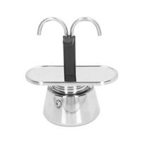 Moka Pot 100ml Dual Pipe Stainless Steel Durable Food Grade Anti Scald Nonslip Thickened Strainer