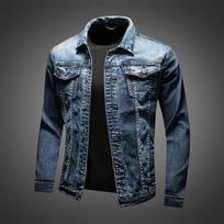 Rudeninė Slim vyriška džinsinė striukė Stretch Retro Motociklininko Punk Gatvės mada Skateboard Jaunimo džinsinė striukė Didelis dydis 5xl XXXXXL mėlyna