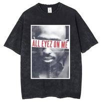 Men Rap 2pac Graphic Print T Shirt Summer Casual Short Sleeve T-Shirts Tops Tshirts Streetwear Vintage Tupac Tee S