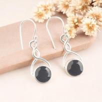 Handmade 925 Sterling Silver Natural Black Onyx Gemstone Earrings For Girl 1.68  CE-15-20