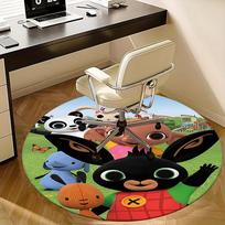 Bing,Panda Chair mat Round Rug Office carpet, Machine Washable, Non slip, Suitable for Living Rooms, Bedrooms 80cm