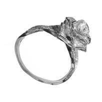 Sparkling Floral Ring Two-tone Rose Flower Decor Finger Cubic Zirconia US 10 sidabras
