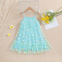Summer Pajamas Summer Suspender Nightgown Home Clothes Girls' Thin Skirts Children's Dresses Sweet and Trendy Girly Styles 90cm mėlyna