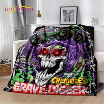 Animacinis Monster Jam 3D Monster Truck pledas, minkštas užklotas namams, miegamajam, lovai, sofai, iškylai, kelionėms, biurui, vaikiškas 75x90cm