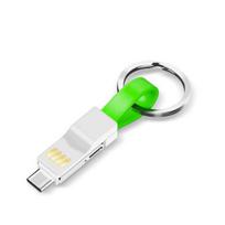 3 in 1 Magnetic Key Chain Micro USB Type-C Data Charge Cable for iPhone Android žalia